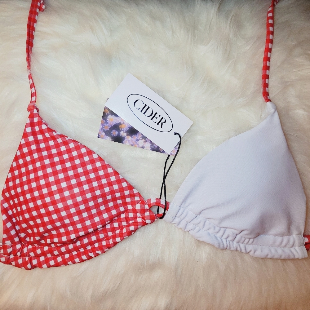 Check Pattern Swimwear Padded Bikini Top